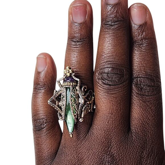 Barbara Bixby Jewelry Grasshopper Sterling Silver 18K Gold Filigree Ring Size 10 - Picture 6 of 16